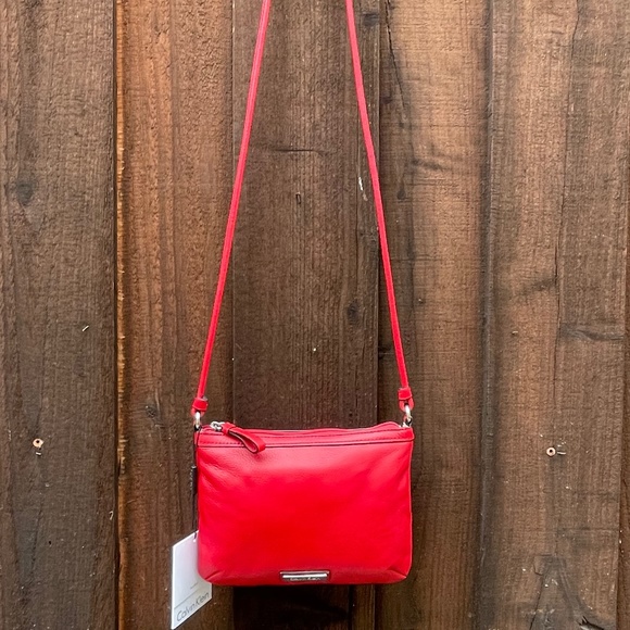 Calvin Klein NEW Red small holiday leather purse 8" wide 6" tall - Picture 7 of 7